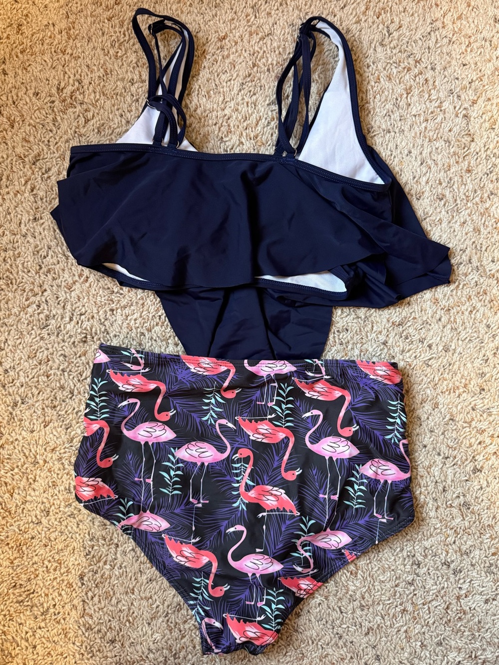Flounce Tankini Top & Flamingo High-Waist Bottoms - Picture 4 of 5